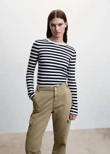 Pantalón Jean New Cargo Khaki Talla 44 Mujer Mango