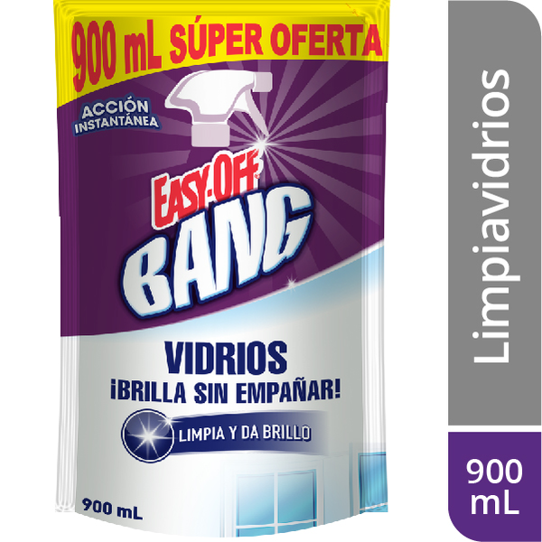 Easy Off Bang Limpia Vidrios Cristal Regular 900 ml