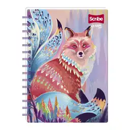 Scribe Cuaderno Espiral Pasta Dura Grande Rayado Natural Zoo 80 Hojas