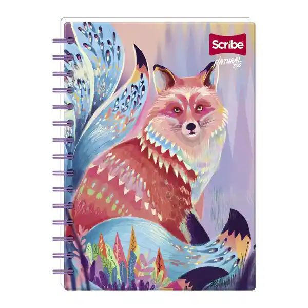 Scribe Cuaderno Espiral Pasta Dura Grande Rayado Natural Zoo 80 Hojas