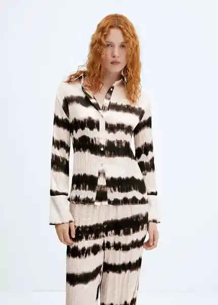 Camisa Beni Crudo Talla L Mujer Mango