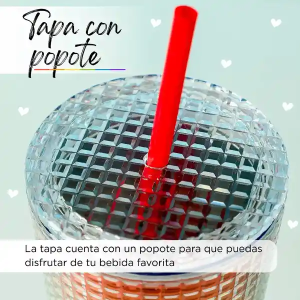 Vaso de Plástico de Doble Capa Con Pitillo Rainbow Series Miniso