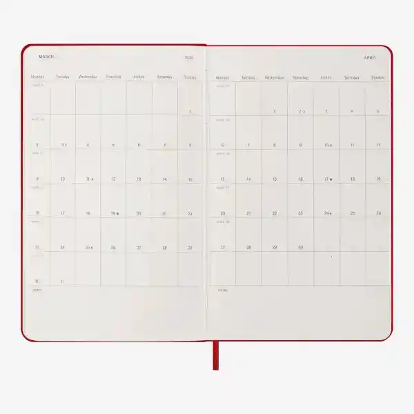 Moleskine Agenda Semanal Rojo Grande Sc 2026