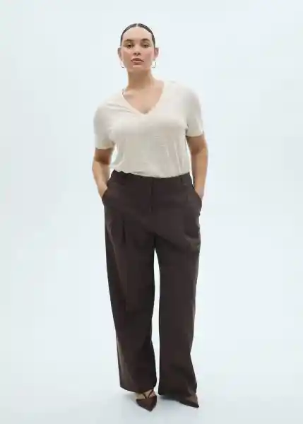 Camiseta Linito Crudo Talla L Mujer Mango