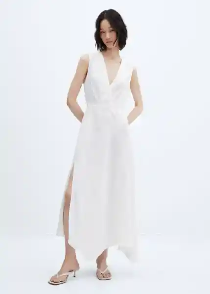 Vestido Manzana-L Blanco Talla M Mujer Mango