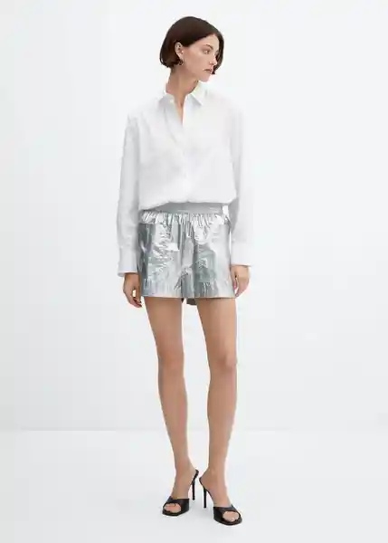 Short Moon-H Mujer Plata Talla S Mango