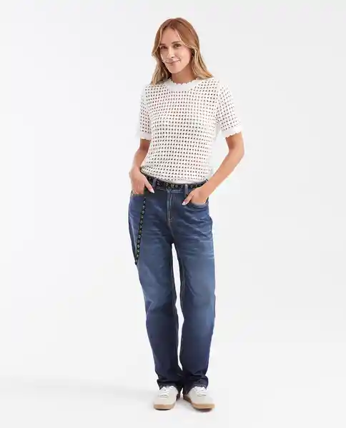 Jean Boyfit Femenino Azul Clásico Oscuro Talla 10 Chevignon
