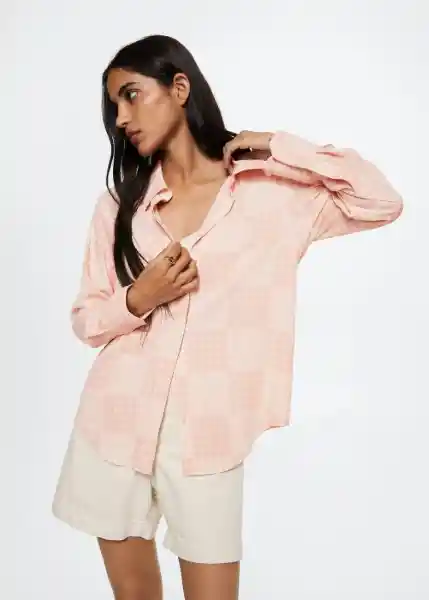 Camisa Basic Rosa Light Talla 25 Mujer Mango