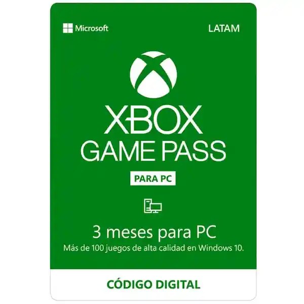 Xbox Tarjeta Game Pass pc 3 Meses