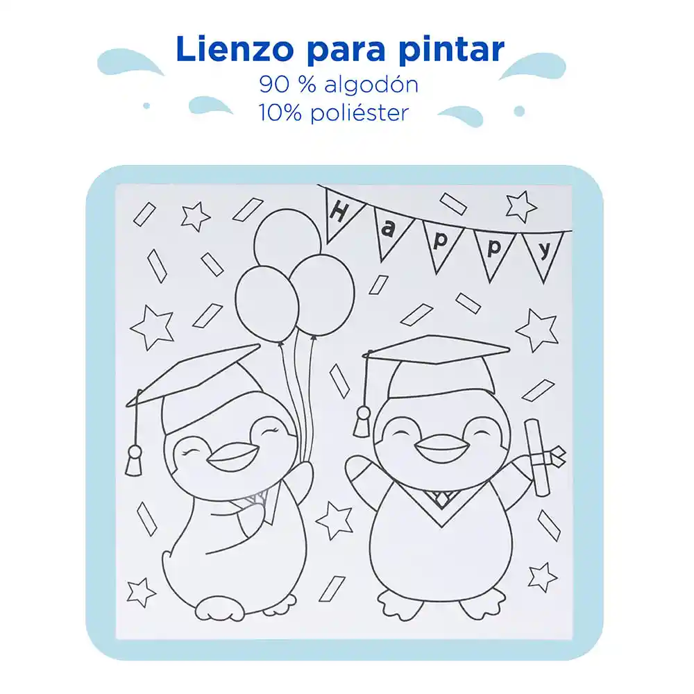 Miniso Kit de Pintura Con Colores y Pinceles Pingüino Graduación
