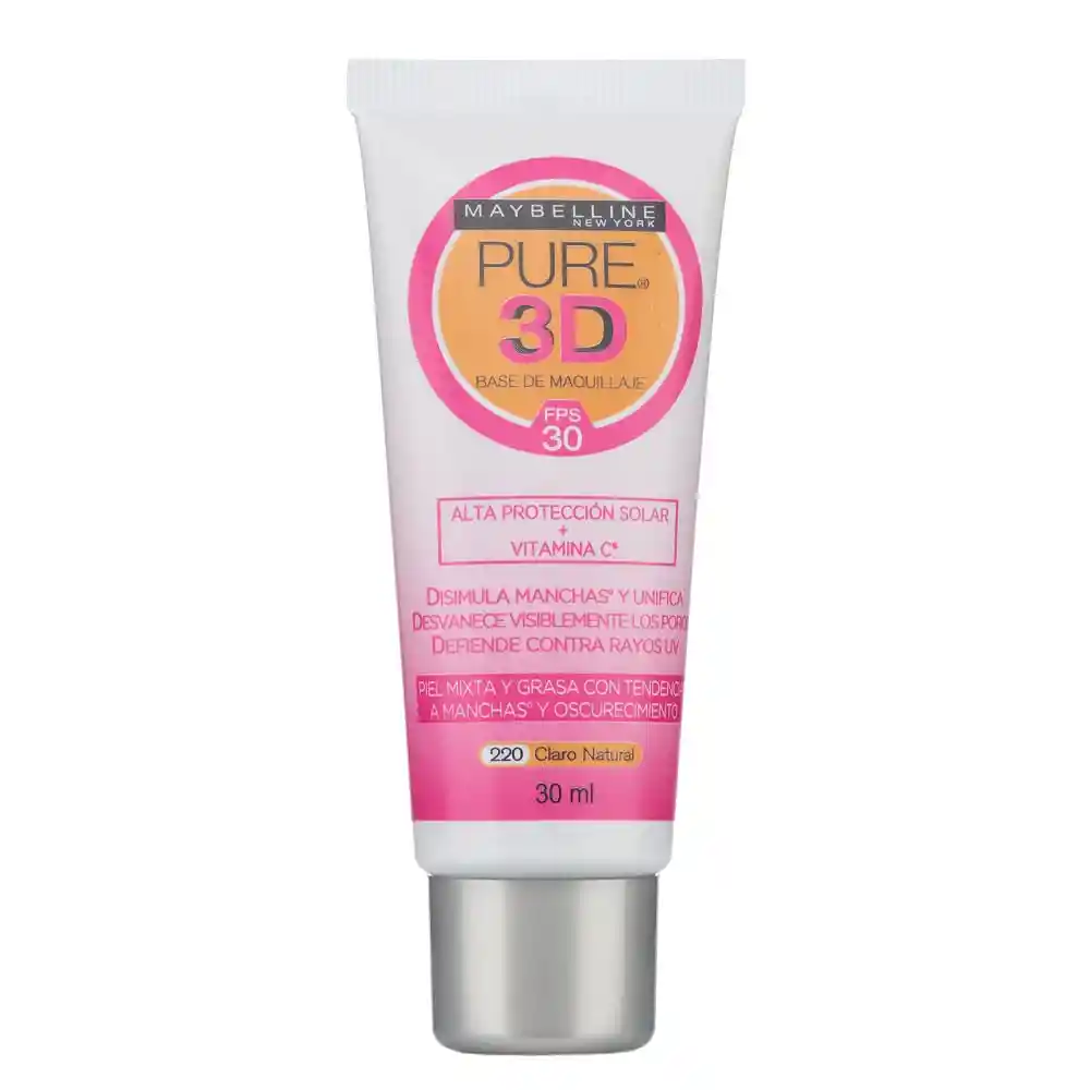 Maybelline Base Líquida Pure 3D Tono 220 Claro Natural