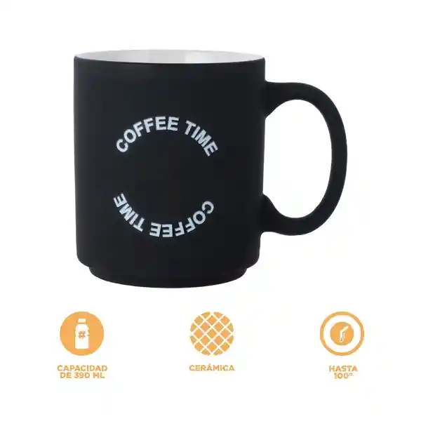 Taza de Cerámica de Coffee Time Negra 390 mL Miniso