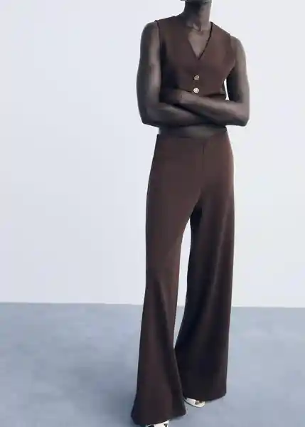 Pantalón Salve Marrón Talla L Mujer Mango