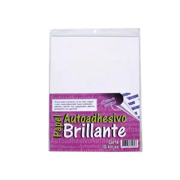 Icopel Papel Adhesivo Brillante Carta 10 Hojas