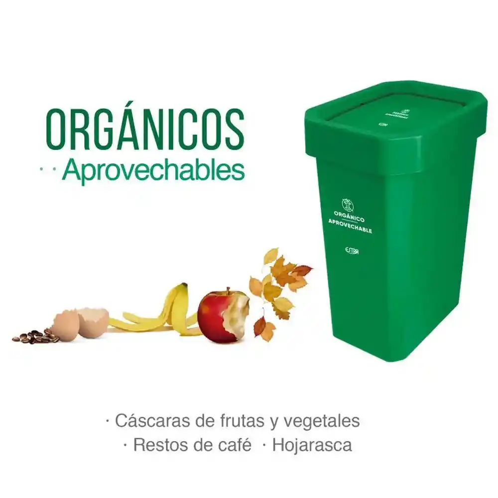 Estra Papelera Aprovechable Verde 22 L