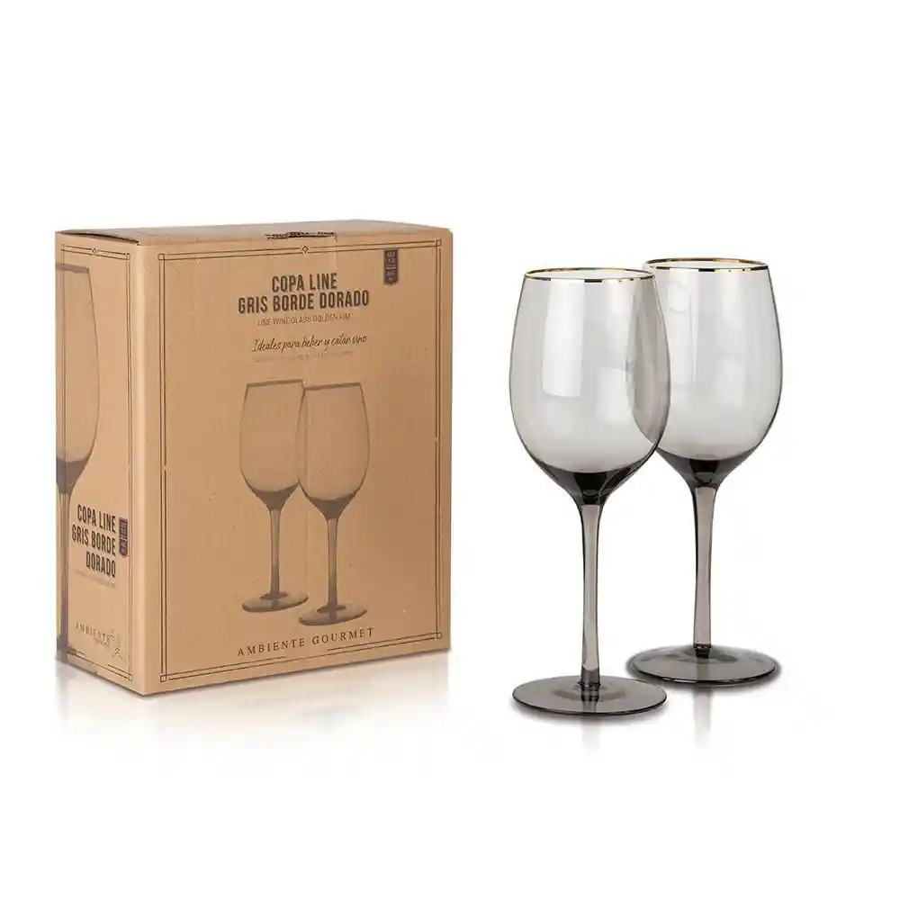 Ambiente Gourmet Copa Line Gris Borde Dorado