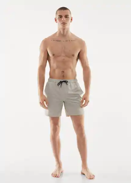 Short Bañador Stretch-I Beige Talla L Hombre Mango