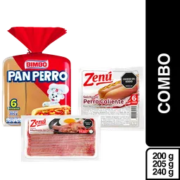 Combo Salchicha Zenu + Pan de Perro Bimbo + Tocineta Zenu