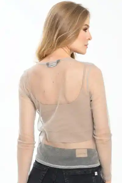 Top Mesh Manga Larga Color Gris Medio Talla S Ragged