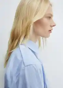 Camisa Mateos Azul Talla L Mujer Mango