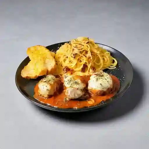 Lomo Pizzaiola y Pasta Carbonara