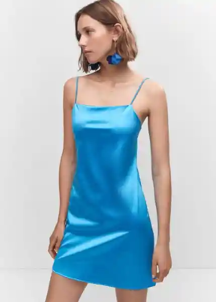 Vestido Nori Azul Talla 24 Mujer Mango