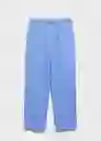 Pantalón Linen Azul Talla XL Mujer Mango