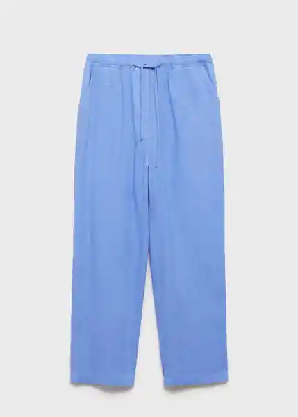 Pantalón Linen Azul Talla XL Mujer Mango