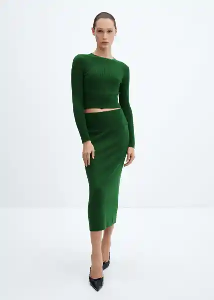 Falda Prinches Verde Talla 24 Mujer Mango