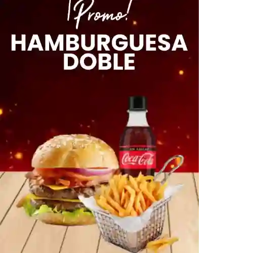 Hamburguesa Doble + Papas + Coca Cola