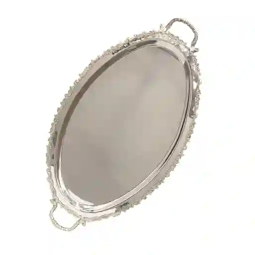 Decoriente Bandeja Ovalada Acero Plateado 56 x 34 cm
