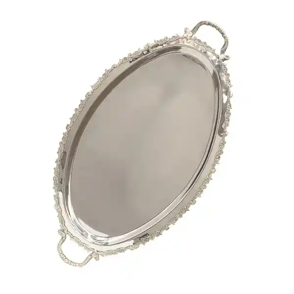 Decoriente Bandeja Ovalada Acero Plateado 56 x 34 cm
