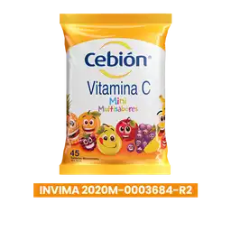 Cebión Minis tabletas masticables para niños Vitamina C Multi-Sabor con 45 unidades