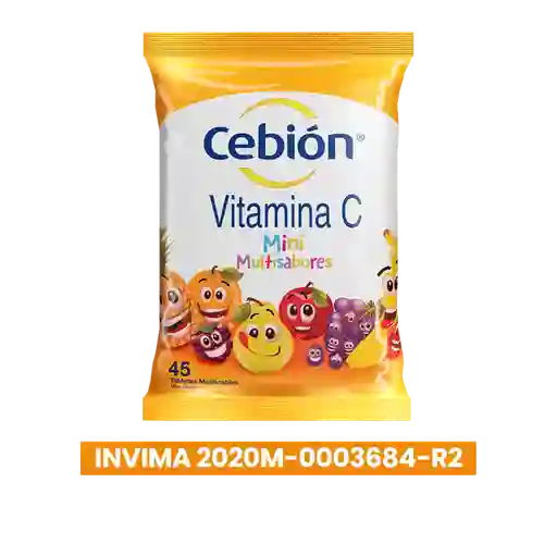 Cebión Minis tabletas masticables para niños Vitamina C Multi-Sabor con 45 unidades