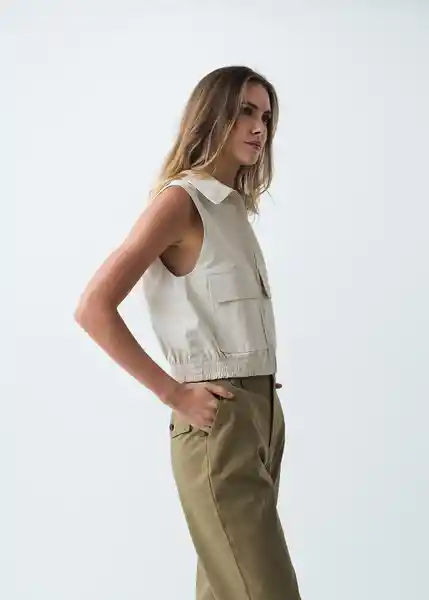 Chaleco Mujer Beige Ostra Claro Talla S - 423G015 Naf Naf