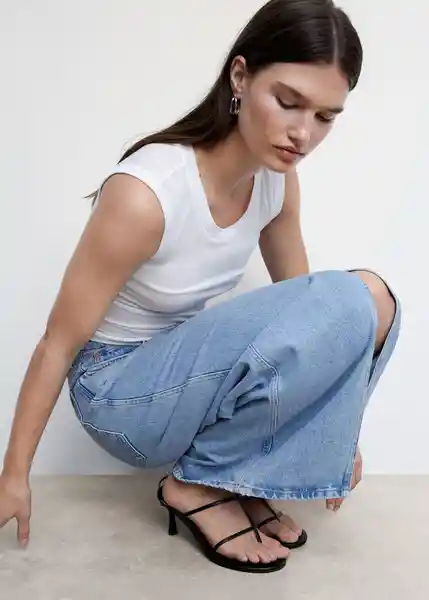 Camiseta Gloria Blanco Talla M Mujer Mango