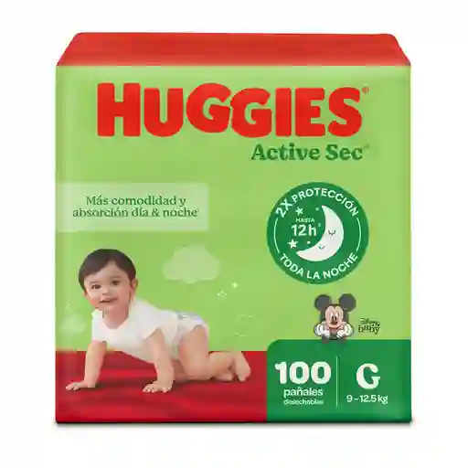 Pañal Huggies Active Sec Etapa 3/G Comodida Absorción 100 Und