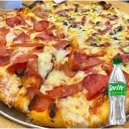 Combo pizza 4 carnes + sprite orig 400ml