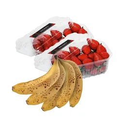 Combo Banano Criollo + Jumbo Fresas Tipo Exportación Empaque