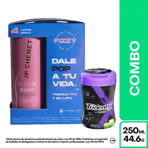 Combo Fiesta Fizzy 4 Und JP Chenet Rosado + Trident Passionfruit