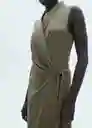 Vestido Fron-w Khaki Talla M Mujer Mango