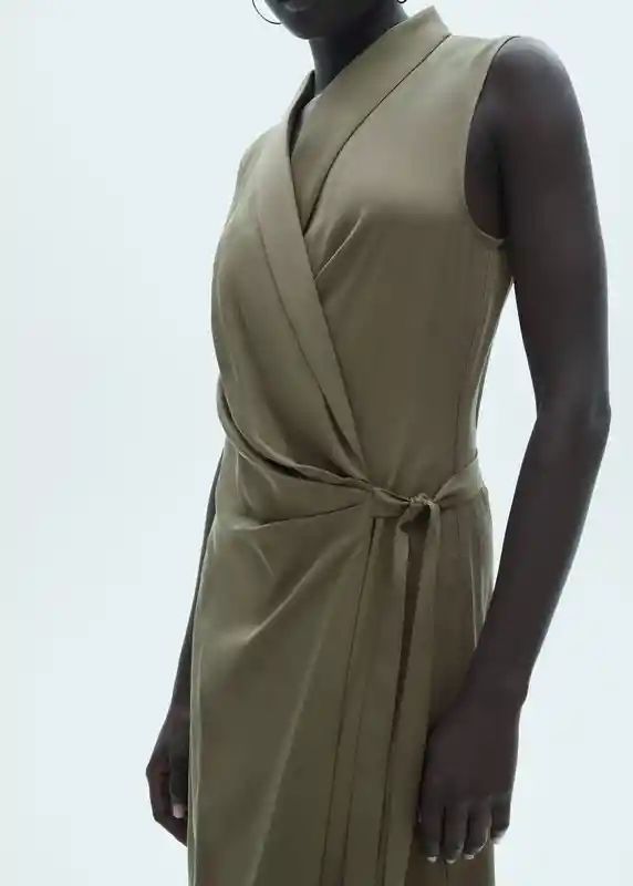 Vestido Fron-w Khaki Talla M Mujer Mango