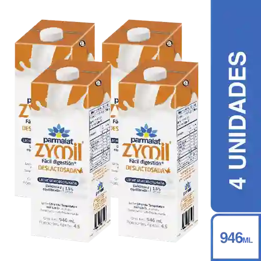 4 x Leche Deslactosada Parmalat Uht Brik 946 mL