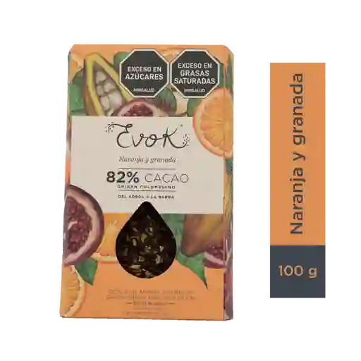 Evok Barra de Chocolate con Frutas 82 % Cacao