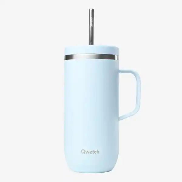 Qwetch Vaso Cold Cup Con Asa Isotérmico Azul Pastel 600 mL