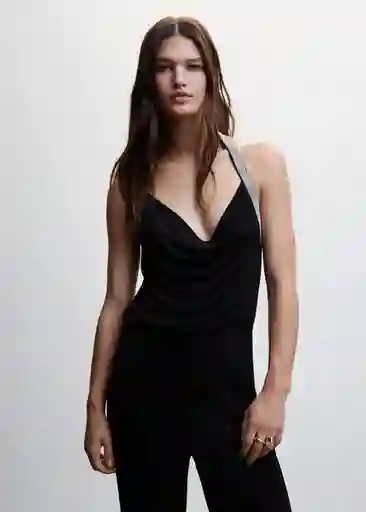 Top Lux Negro Talla L Mujer Mango