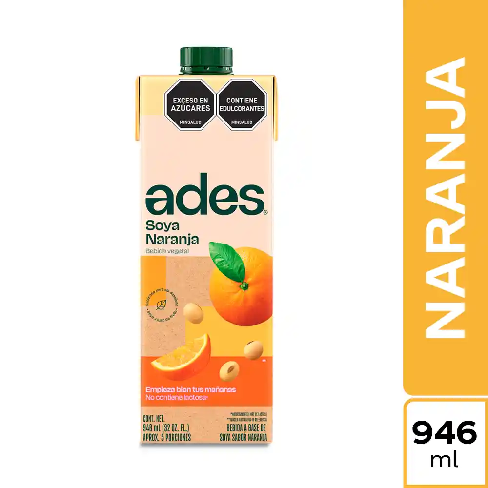 Ades Bebida de Soya Naranja 946 mL