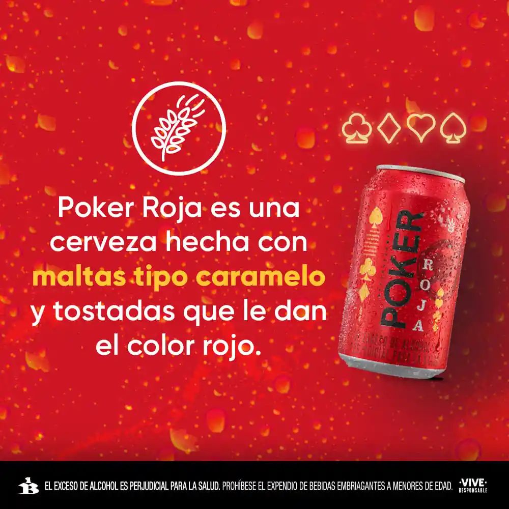 Cerveza Poker Roja - Lata 330ml x6