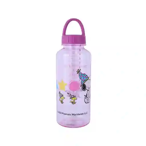 Vaso Plástico Con Asa de Serie Snoopy Rosa 1000 mL Miniso