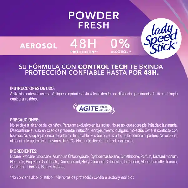 Desodorante Mujer Lady Speed Stick Powder Fresh Aerosol 91 g